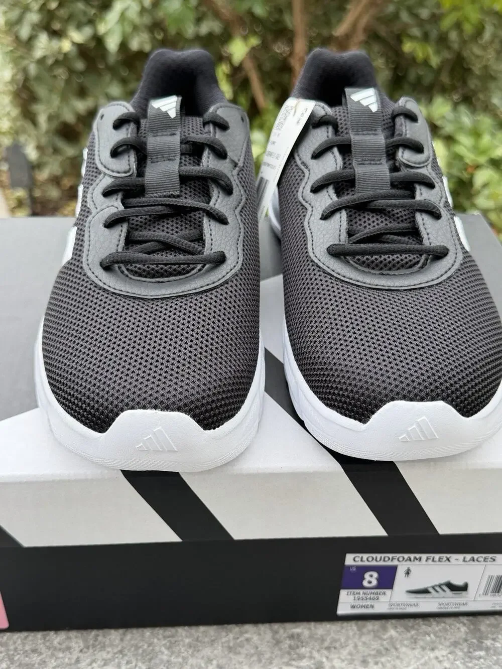 Adidas Arch Rise Cloudfoam Flex Laces Black Sneakers Women's 8 Wide Fit NWT